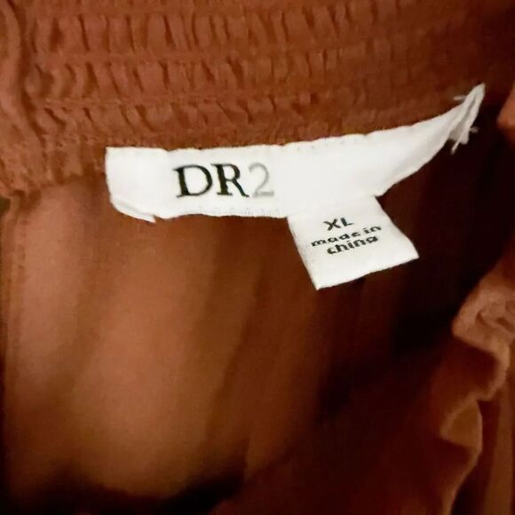 DR2 x NORDSTROM | Rust Orange Red Terra Cotta Blouse Smocked Balloon Sleeve | XL - Picture 4 of 8